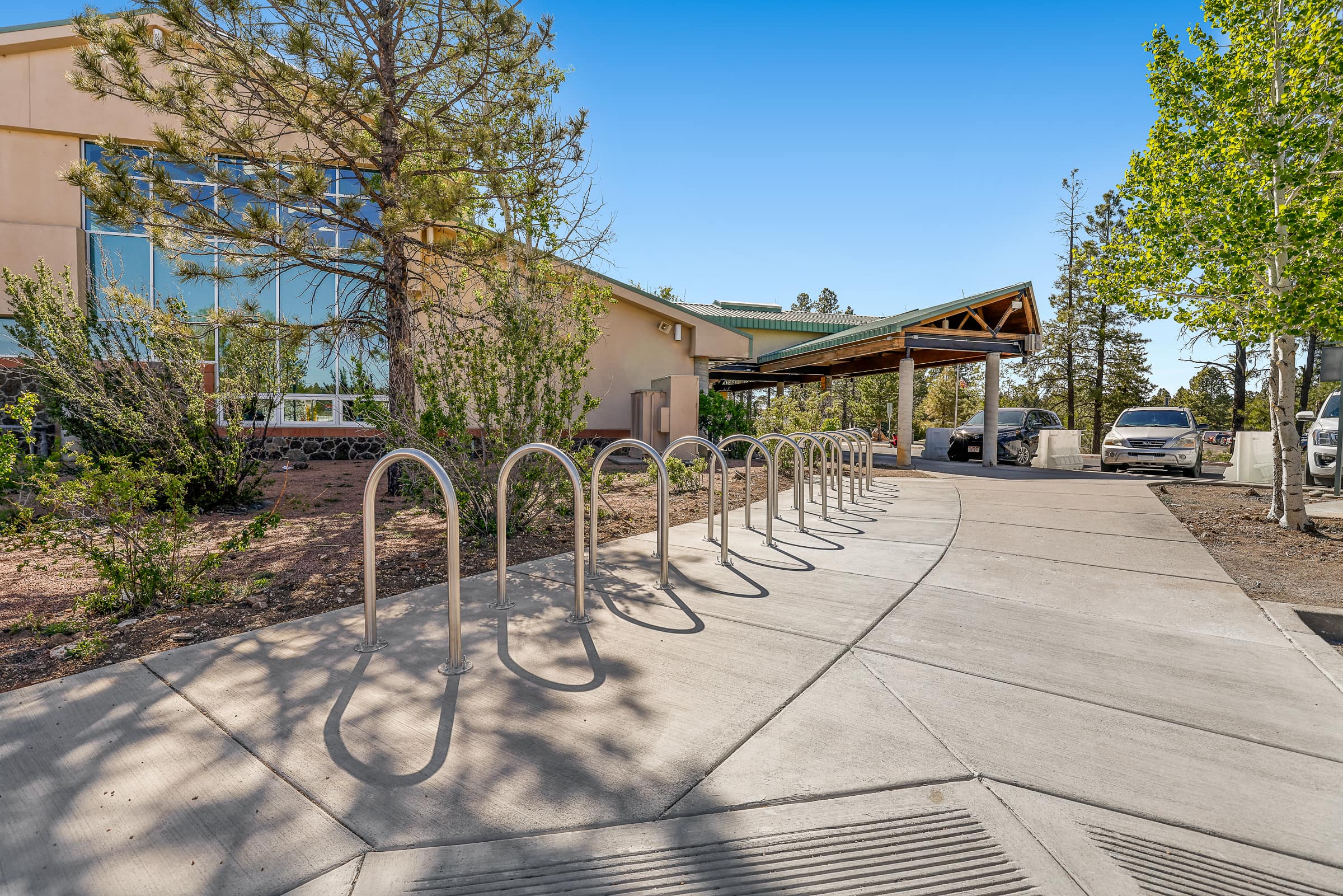 Bike storage at the Flagstaff Airport terminal