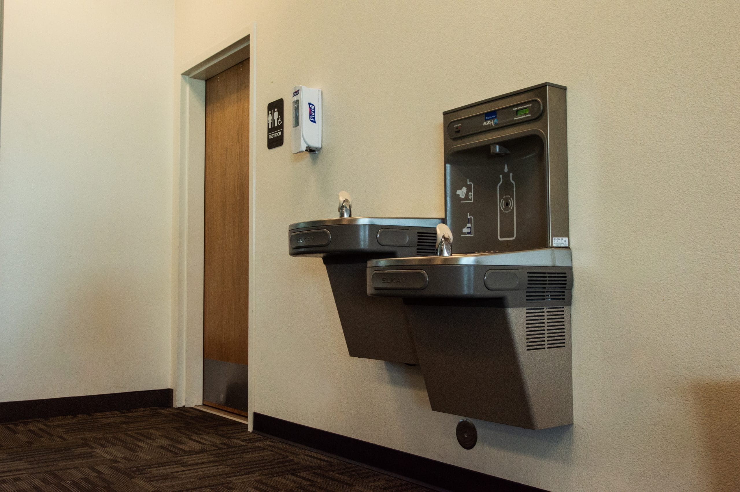 Drinking fountain and bottle filler at FLG Airport terminal