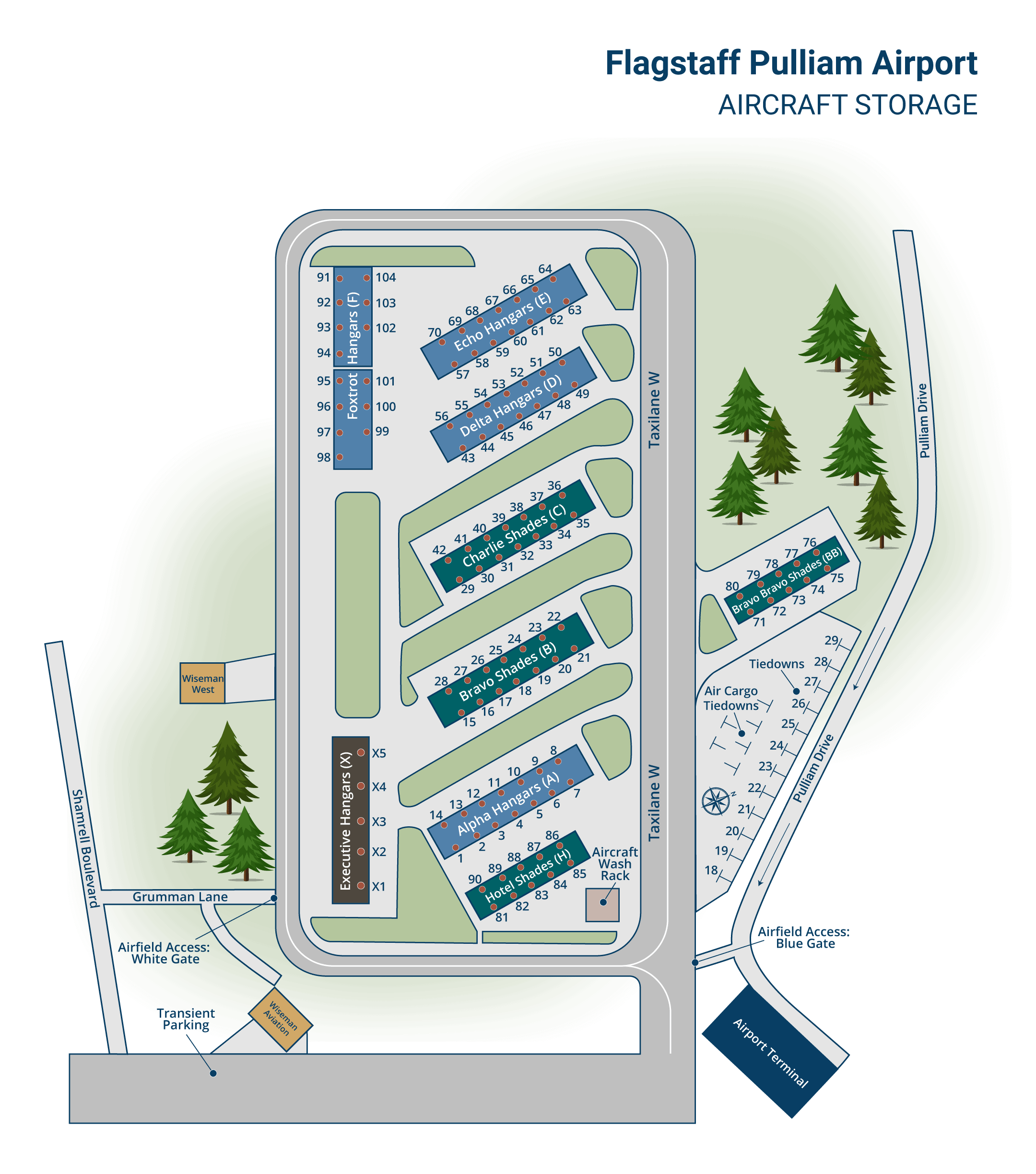 Map of hangar storage at FLG